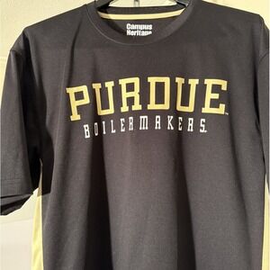 Campus Heritage Men's Purdue Boilermakers T-Shirt Sz L-Black Gold-Logo Gold Side